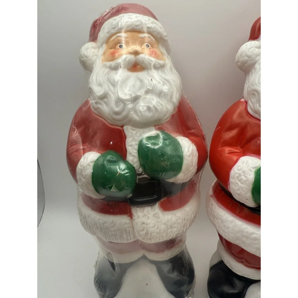 2‎ Vtg Empire Christmas Santa Claus Blow Mold Pathway Light Toppers 1995